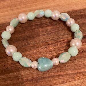 Handmade Blue and Pearl Beaded Bracelet